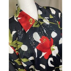 Mesmerize Whimsigoth Shacket XL Blazer Top Black Floral Bloomcore Shimmer Zip